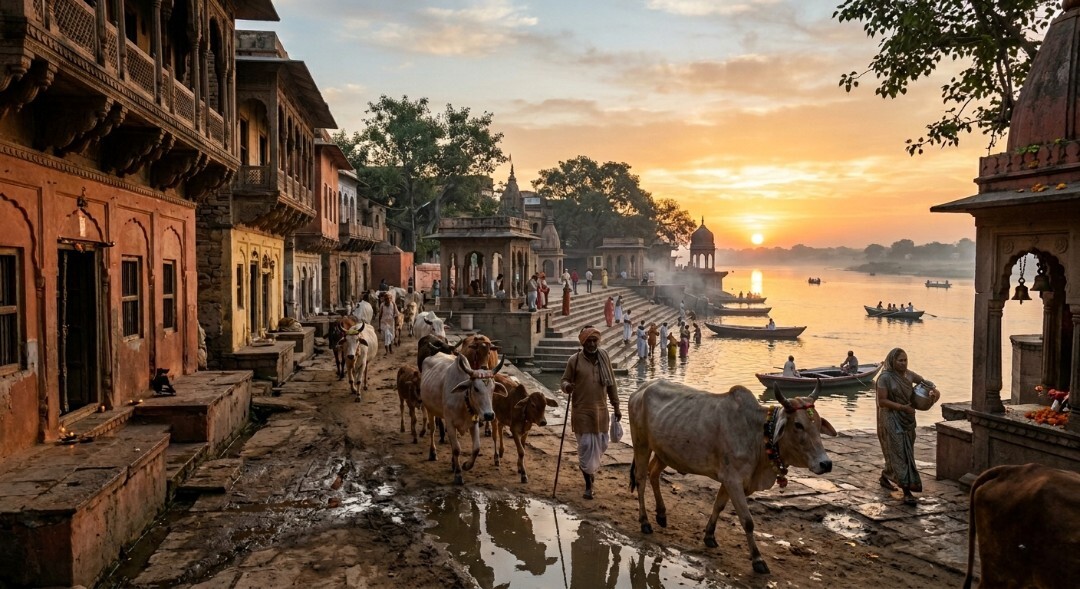 What should you expect when you explore Mathura’s old city areas?