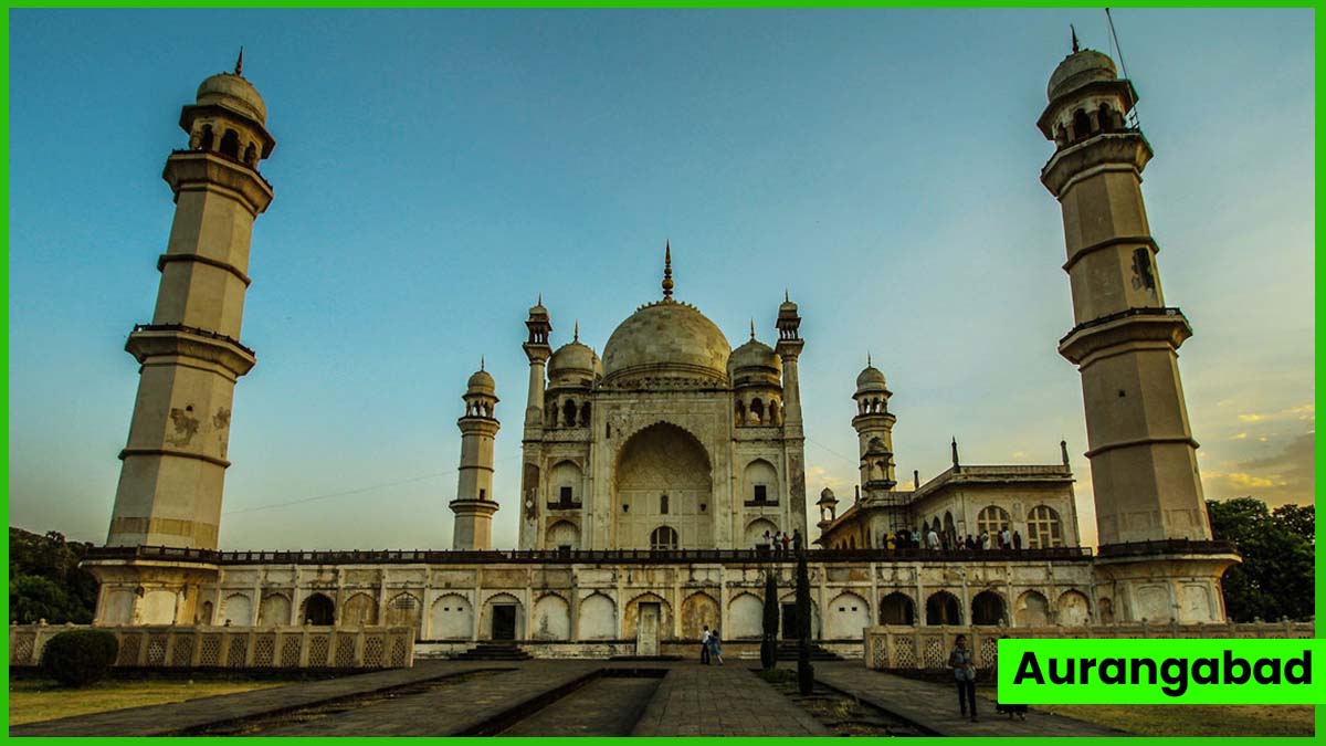 "A view of Aurangabad, a city in Maharashtra, India, known for its historical monuments, such as the Ajanta and Ellora Caves, and as a center of the Maratha Empire.